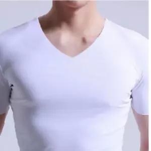 남성 V넥 심리스 반팔 티셔츠 냉감 쿨링 기능성 아이스 쿨티 무재봉 이너웨어 와이셔츠 내의