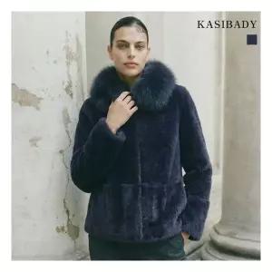 카시바디 폭스 퍼 카라 울 무스탕 자켓 209225