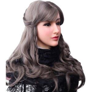 CRRCLSY 실리콘 마스크 현실감 넘치는 여성 풀 헤드 마스크는 크로스드레서 코스프레 트랜스젠더(베이지) 메이크업이 가능합니다