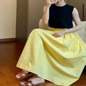 봄 스커트 노랑 개나리 꽃놀이 고무줄