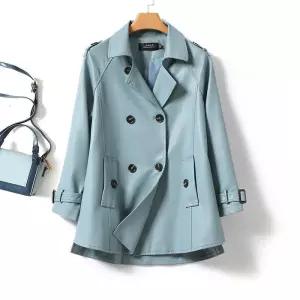 여성 간절기 민트 레더 더블버튼 트렌치 루즈핏 자켓