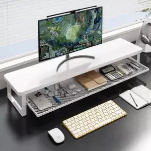 모니터 받침대 2단 수납 선반형 50cm 100cm 우드 철제프레임 데스크 정리 사무실 노트북 거치대 SQ15