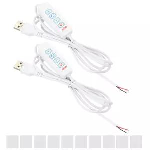 PATIKIL 4.92피트 LED 스트립 디머 스위치 2세트 DC 5V 버튼 USB 인라인 피그테일 케이블 밝기 조절 가능한