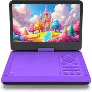 10.1인치 HD 화면을 갖춘 MagoFly 12.5인치 휴대용 DVD 플레이어 이동 중에도 시청할 수 있는 휴대용 디자인. 5시간의 배터리 수명 지원.CD /DVD /SD 카드 /USB 호환 지역 무료(보라색)