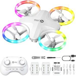 초보자를 위한 홀리스톤 HS180 LED 미니 드론 3개의 배터리가 장착된 RC 쿼드콥터 21분 비행 간편한 원 키 스타트 고도 유지 3D 플립 서클 플라이 헤드리스 모드 훌륭한 선물 장난감