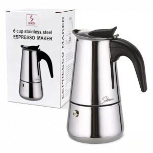 솔라치아 에스프레소 커피 스토브와 300ml 전기 모카 퍼콜레이터 호환 인덕션 메이커 스테인리스 10온스 6컵 포트 세라믹 포트