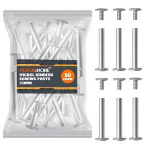 50 u2011Pack 35 u202Fmm 니켈 u2011Plated 시카고 바인딩 나사 u2013 헤비 듀티 금속 나사 포스트 스크랩북, 사진 앨범, 가죽 및 DIY 수리용