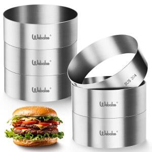 4.5인치 대형 버거 번 링 304개의 스테인리스 스틸 조리 몰드 햄버거 계란 팬케이크 크럼펫 6개 세트