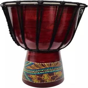 월드바자르 16인치 핸드 조각 아프리카 오리지널 도트 아트 디자인 젬베 드럼 마호가니 우드 염소 스킨