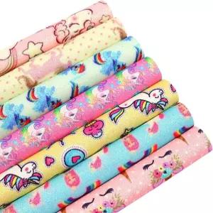 위안촨 글리터 가죽 인조 시트 12인치 x 8.3인치(21X30cm) A4 7PCS 다양한 프린트 유니콘 합성 원단 DIY