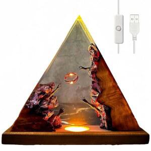 DDXXZHU 레진 나무 나이트 라이트 커스텀 램프 핸드메이드 멀티 컬러 옵션 LED 데스크톱 장식 크리스마스 생일 선물 (오색)