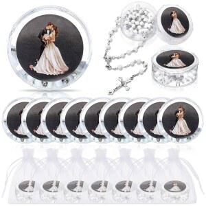 톤디아모 24피스 누에스트로 보다 묵주 목걸이 가톨릭 결혼 선물 리큐어도스 파라 종교 향 나무 구슬 묵주와 박스 벌크 기념 스페인 신부 신랑