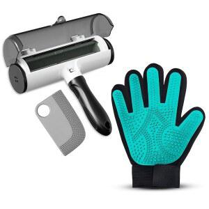 궁극의 반려동물 털 제거 키트 u2013 장갑 보푸라기 롤러 브러시 딥 리무브 도구 소파 가구 및 카시트용