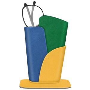 핀티 안경 홀더 - 긁힘 방지 프리미엄 가죽 스탠드 케이스, 책상 또는 나이트스탠드, 옐로우