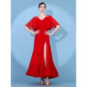 라틴댄스 여성원피스 방송 사교댄스 댄스복 블랙 여성 레드