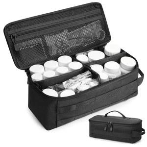 QISVVE 응급처치 가방 빈 알약 상자 정리함 밀리터리 케이스 휴대용 EDC 여행용 의약품 병 (블랙)