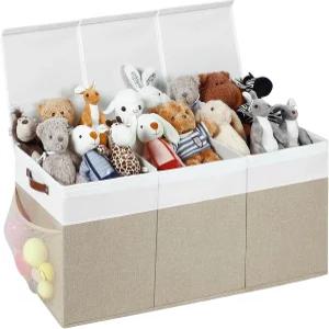 ISEMINGLA 초대형 장난감 상자 접이식 보관함 뚜껑이 있는 대형 거실 서재 침실(40인치 X18인치 X14 흰색