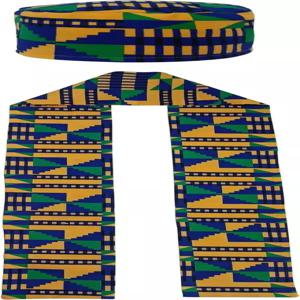 아프리카 켄트 패턴 모자 스카프 쿠피 앙카라 프린트 캡과 숄 의류 여성용 새시 2개