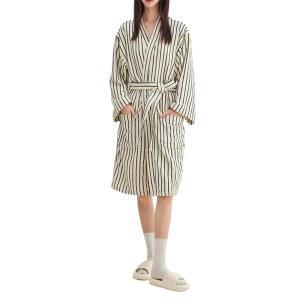 여성 남성 스트라이프 테리 천 가운 부드러운 면 기모노 타월 목욕 포켓이 있는 무릎 길이 스파 호텔 라운지웨어