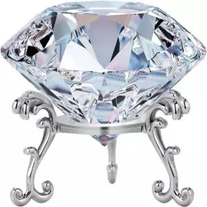 메리나인 탑 K9 클리어 크리스탈 다이아몬드 종이 무게 장식 슬리버 삼각형 베이스 결혼식 매장 집 사무실