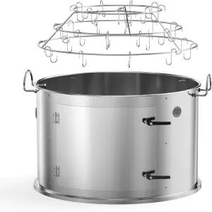 3단 리브 행거와 개폐식 도어가 있는 샤케틀 스테인리스 그릴 스모킹 키트 웨버 22인치 케틀 그릴과 호환 -