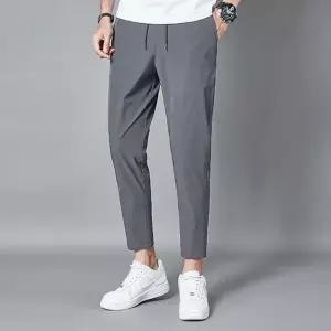 2컬러 허리밴딩 베이직 무지 남성 7부 일자팬츠