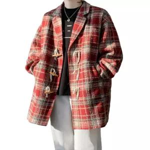 체크코트 레드체크 더플코트 재킷 떡볶이 레드 캐주얼