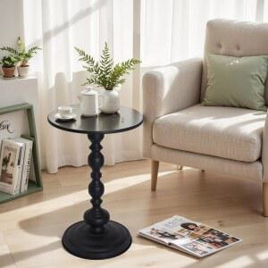 OIKASSU 금속 음료 침실, 테이블, 엔드 받침대 액센트 파티오용 나이트 옆 블랙 위한 작은 원형 모던 공간을 커피 침대 거실, 스탠드, 빈티지 테이블 모서리, 소형