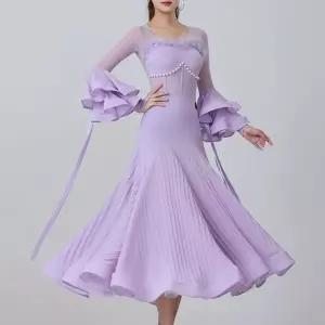 스포츠 댄스복 왈츠 모던 무대 라이트퍼플 공연 라틴 여성