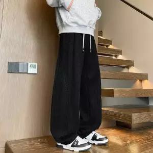 팬츠 바지 남성용 캐주얼 봄옷 커프 배기핏 후드 빅사이즈 긴 ST1