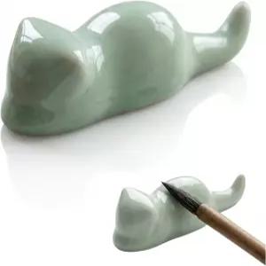 KGCGJVB 페인트 브러시 받침대 귀여운 고양이 모양 세라믹 홀더 아티스트 수채화 펜 젓가락 스탠드