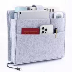 Seefoo 침대 캐디 정리함 4개의 포켓이 있는 이층 선반 책 메모 잡지 홀더로 쉽게 보관 가능 기숙사 소파