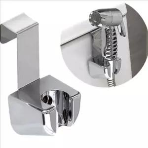 무타공 변기 샤워기 걸이 크롬 변기 샤워기 거치대 화장실 욕실용 무타공