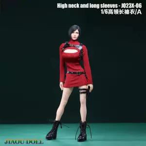 6 Jiaou Doll + 2인치피규어의상 세트 홀스터 블랙원 레드 JO23X06