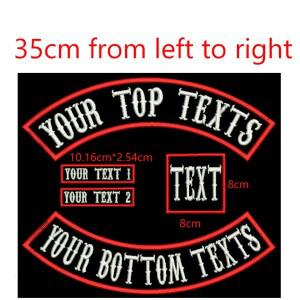 상단 및 하단 이름 MC 자수 패치 35cm 길이 다리미 바느질 바이크 오토바이 전체 뒷면 필요한 텍스트 (5 개