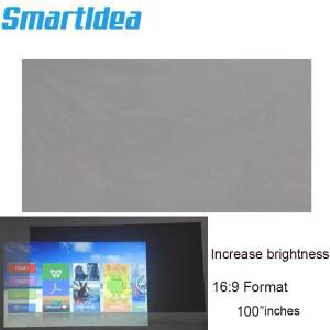 Smart 호환ldea 심플 그레이 프로젝션 스크린 100인치 16:9 반사형 패브릭 밝기 증가