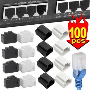 실리콘 RJ45 커넥터 방진 커버 캡 보호기 CAT5e/Cat6/Cat7/Cat8 용 플러그 스토퍼 여성/남성 포트 DustPlug