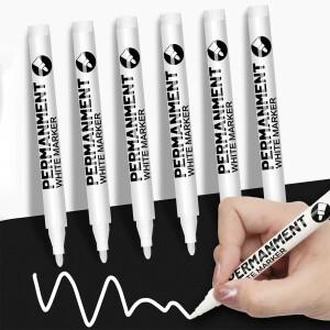 암석 그림 돌 세라믹 유리 목재 타이어 직물 메탈 캔버스용 3/6개 흰색 페인트 펜. 아크릴 화이트 마커