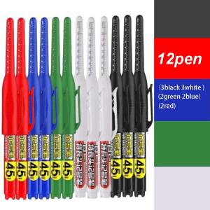 12개입 범용 45mm 용 롱닙 방수 마커 펜 욕실 목공용 롱헤드 카펜터 화이트