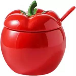 123Arts 슈가볼 토마토 세라믹 향신료 병 보관용 스푼 포함