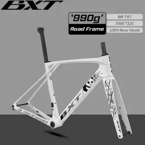 자전거프레임 BXT 카본 파이버 T1000 로드 프레임셋 풀 인터널 라우팅 프레임 디스크 브레이크 F/R 사이즈