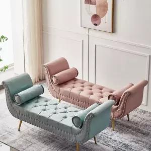 벤치 스툴 베드 그레이 의자 북유럽 쇼룸 엔틱 패브릭 소파