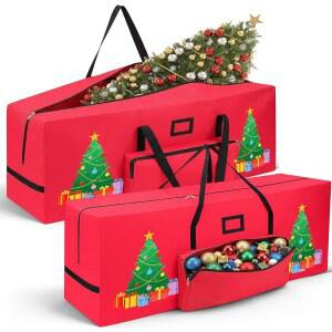 LOCMEO 2.7M(9피트) 내구성 넓은 라지 입구, 크리스마스 트리용 가방 보관 방수 정리함 엑스트라 및 튼튼한 조명용 600D 휴일 원단, 2개, 트리 장식품 옥스포드 있는