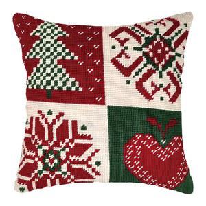 니들 포인트 아닐 자수 설명서(한글이 및 캔버스, 바늘 키트, 퍼즐) 베개 크리스마스 (크리스마스 40.6 전면 있음)에 십자수 실, 수 40.6CM(16 2개 X 패턴, 16인치)
