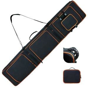 LIWSHWZ 바퀴가 스키, 원단 스키 스노우보드, 롤링 스노우보드 달린 900D 확장 가방, 여행용 패딩 항공 옥스포드 방수 헬멧, 더블 가능한 백, 부츠, 8MM 165177CM 여행 장비,