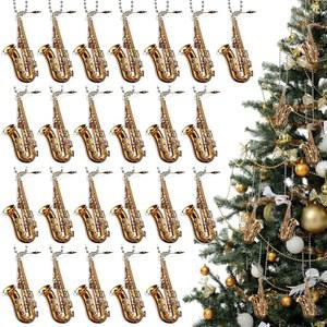 루이나비오 24 크리스마스 색소폰 장 2 5인치 릴 장식 금 악기 트리 장식용