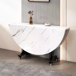 접이식테이블 원형 식탁 바퀴 확장형 탁자 이동식 원목 거실