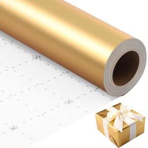 발렌타인데이 결혼 기념일을 위한 워릭 골드 포장지 롤 17인치 X 33피트 솔리드 매트 골드 메탈릭 포장지 베이비샤워 DIY 꽃다발