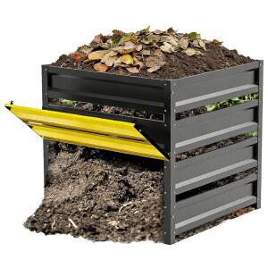 285갤런 퇴비통 야외 풀아웃 도어가 있는 금속 아연 도금 강판 뒷마당 정원 파티오 내추럴 41(L)*41(W)*39.4(H) 인치