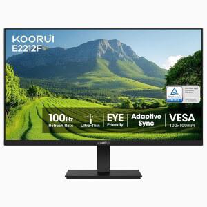 KOORUI 22인치 컴퓨터 모니터 풀 HD 1080P 100Hz PC 게임 화면 VA 패널 초슬림 디스플레이 4000:1 명암비(Adaptive Sync 포함)(HDMI / VGA / VESA 호환 100x100mm / 오디오 출력) 틸트 블랙